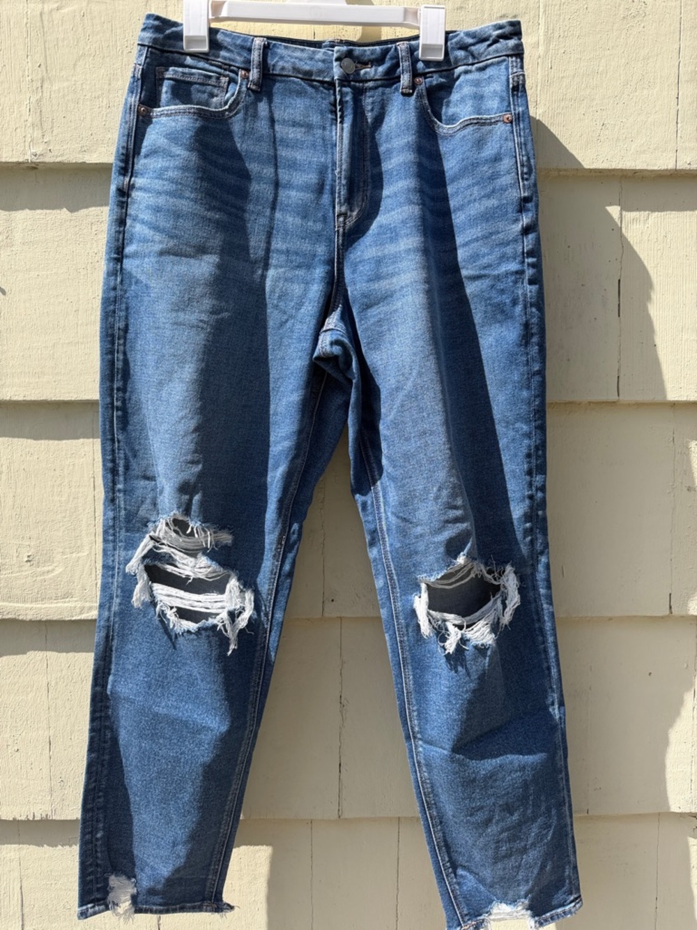 Distressed Blue Denim High-Rise Jeans